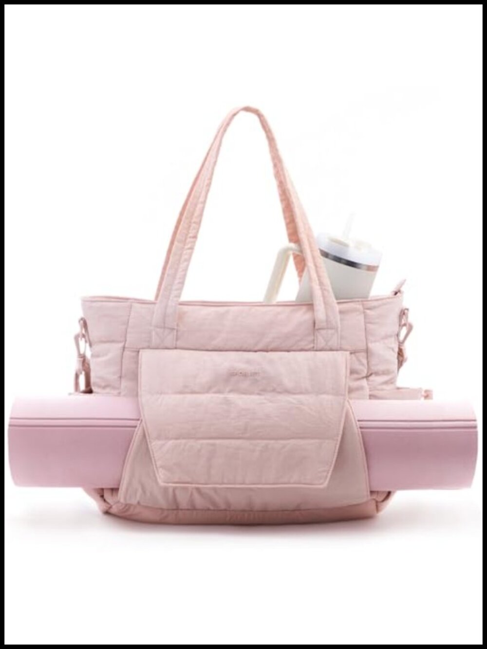 Quilted Yoga Tote Bag Fits 16" Laptop & Yoga Mat Holder